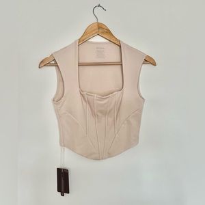 NWT OGL HomeIcyAir® Cooling Square Neck Curved Hem Corset Tank, Large, Tan